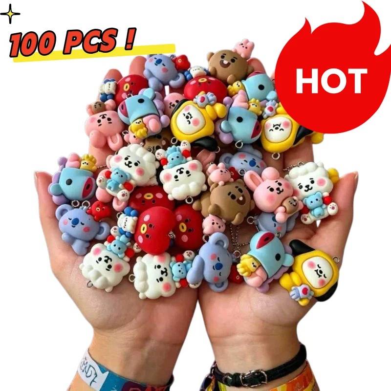 Resin Crafts - 7 個 BT21 樹脂漫画チャーム DIY アクセサリークラフト用品ジュエリー作成用イヤリングネックレスブレスレットペンダント電話デコ