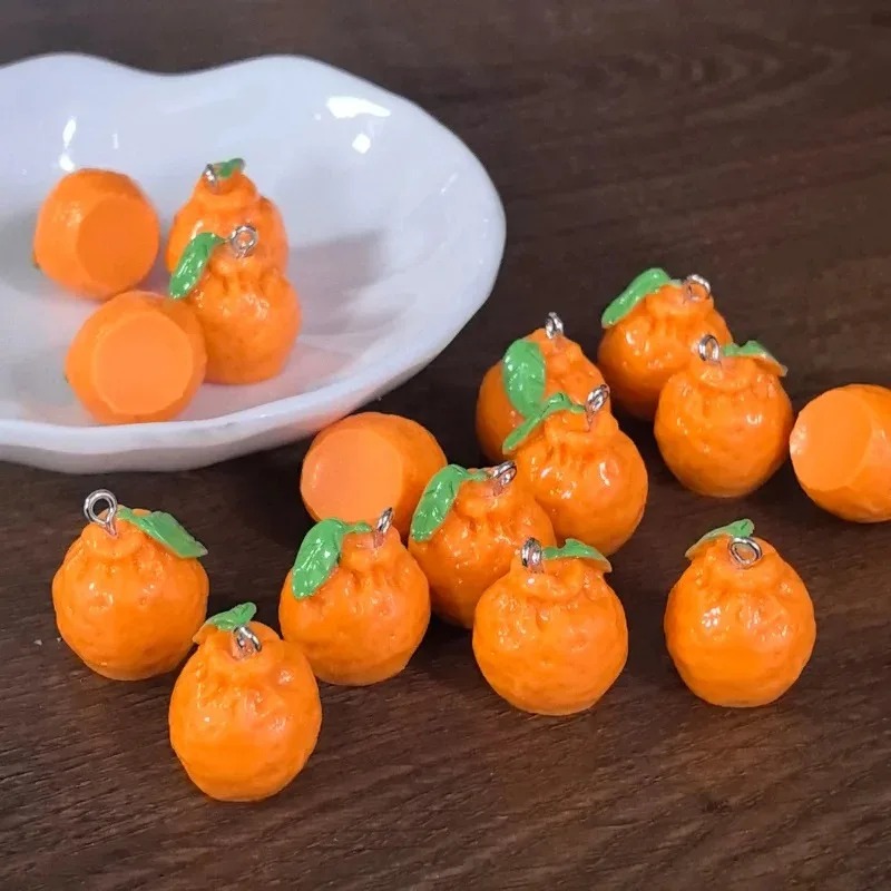 Resin Crafts Diy - 10個入り 3Dシミュレーション デコポン マンダリンオレンジ レジンチャーム フェイクフルーツ