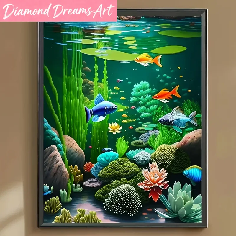 Resin Craft For Beginners - フレームレス、ダイヤモンドアート絵画、水中世界、フルダイヤモンドモザイク工芸品、初心者向け、家の壁の装飾、吊り下げP