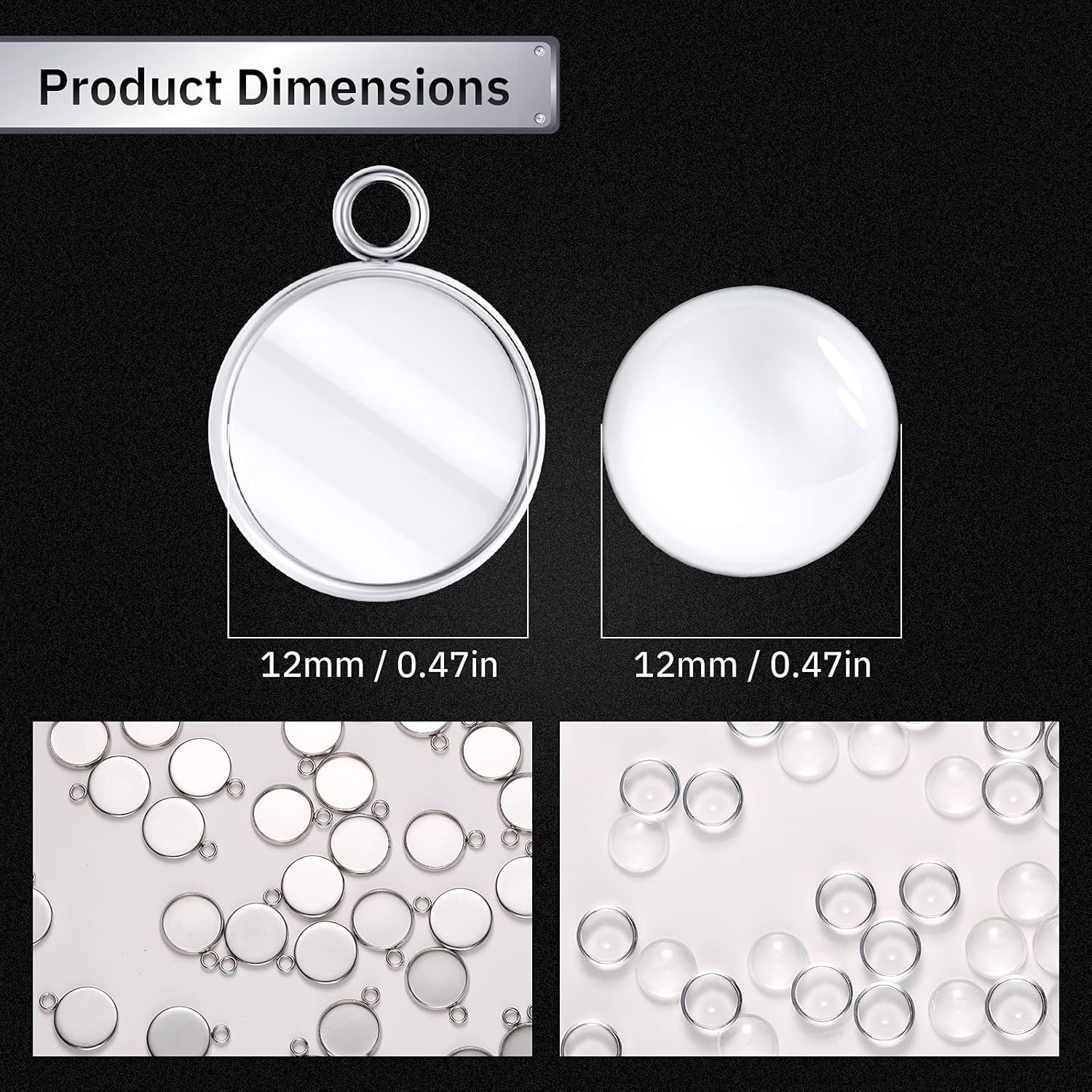 20個のステンレス鋼ラウンドベゼルブランクペンダントトレイ、 - Resin Crafts のレビューと価格
