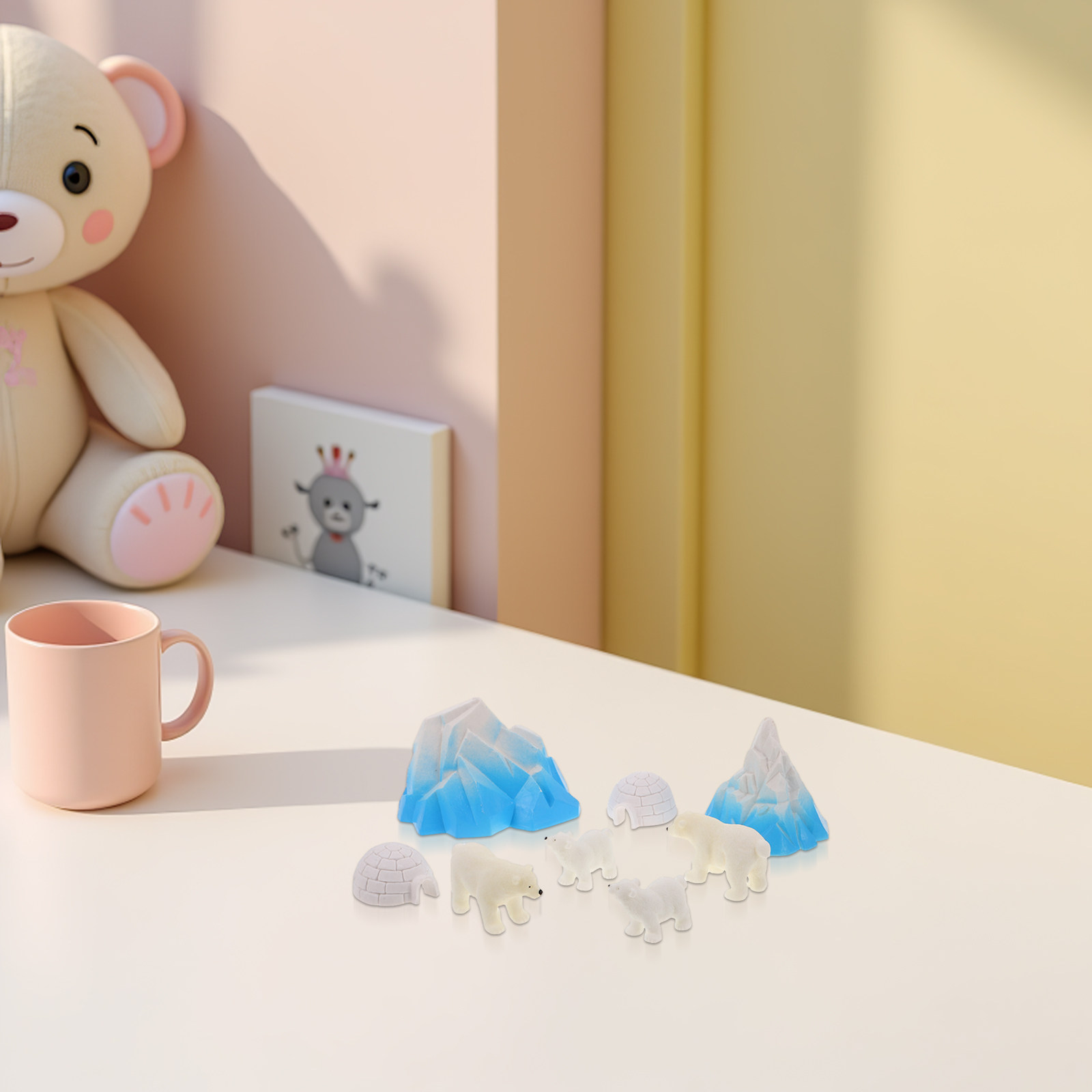 8個入りミニ樹脂製シロクマ北極ジオラマ、氷の家、氷のドーム、 - Resin Crafts のレビューと価格