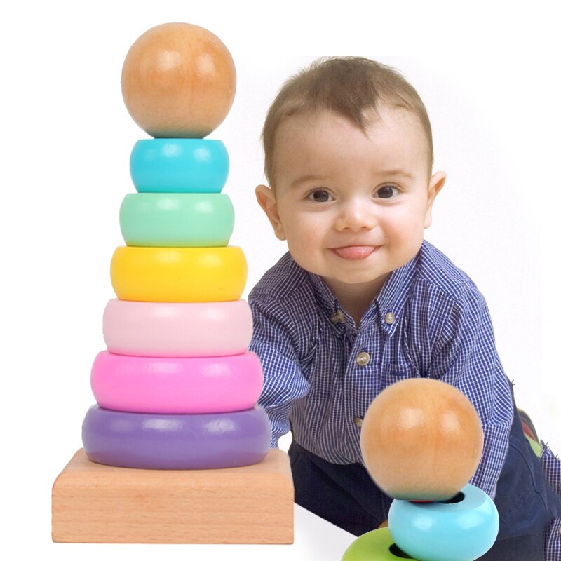 子供のためのレインボータワーフェルール木製おもちゃ、スタッキ - Wood Ring Blank のレビューと価格