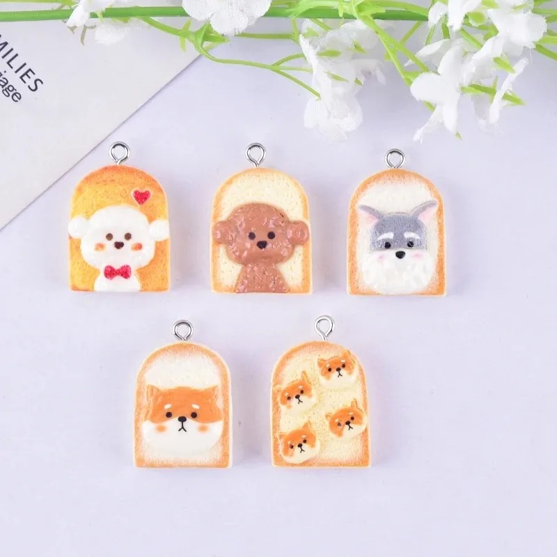 10 個かわいいトースト犬樹脂ペンダント漫画動物チャーム D - Resin Crafts Diy のレビューと価格