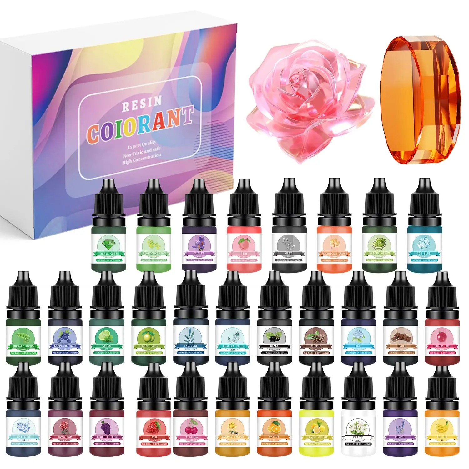 30色 5ml エポキシ樹脂顔料キット 液体着色剤 DIY  - Resin Pigment Set のレビューと価格