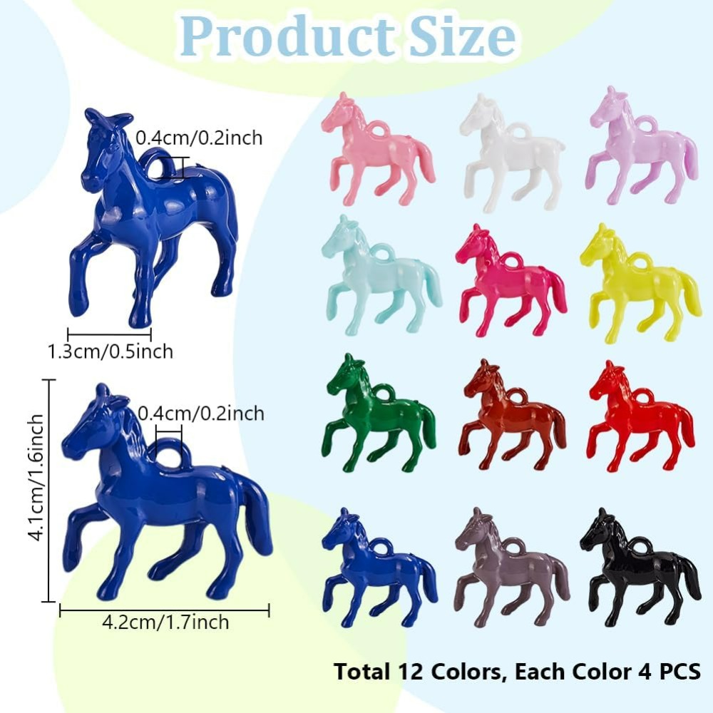 48 個不透明アクリルペンダント 12 色リトルホース動物樹 - Resin Crafts のレビューと価格
