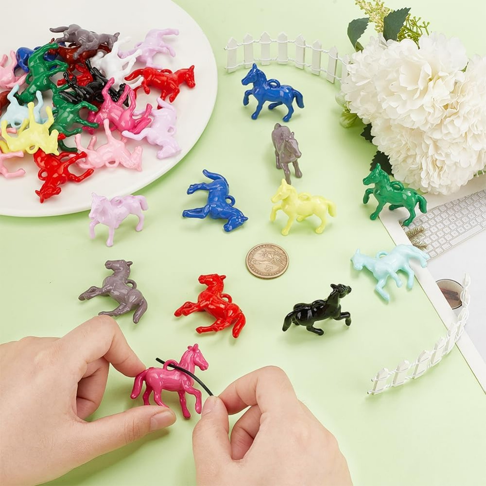 48 個不透明アクリルペンダント 12 色リトルホース動物樹 - Resin Crafts のレビューと価格
