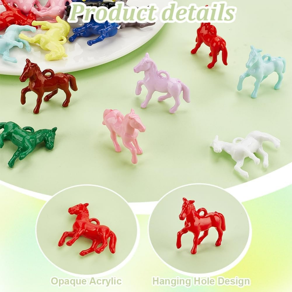 48 個不透明アクリルペンダント 12 色リトルホース動物樹 - Resin Crafts のレビューと価格