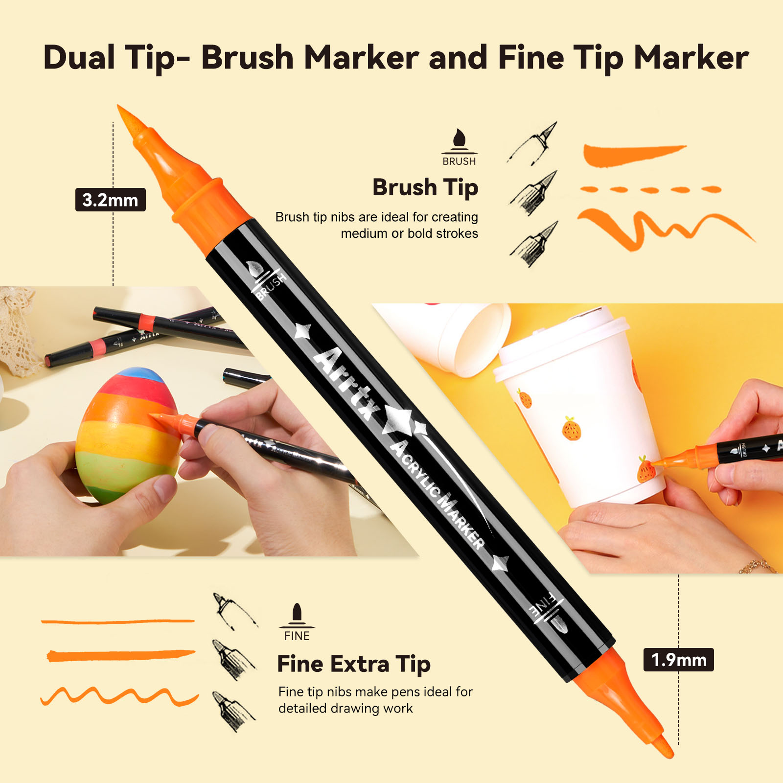 Arrtx 64 色アクリルペイントペン、ブラシとファインデ - Copic Marker Classic のレビューと価格