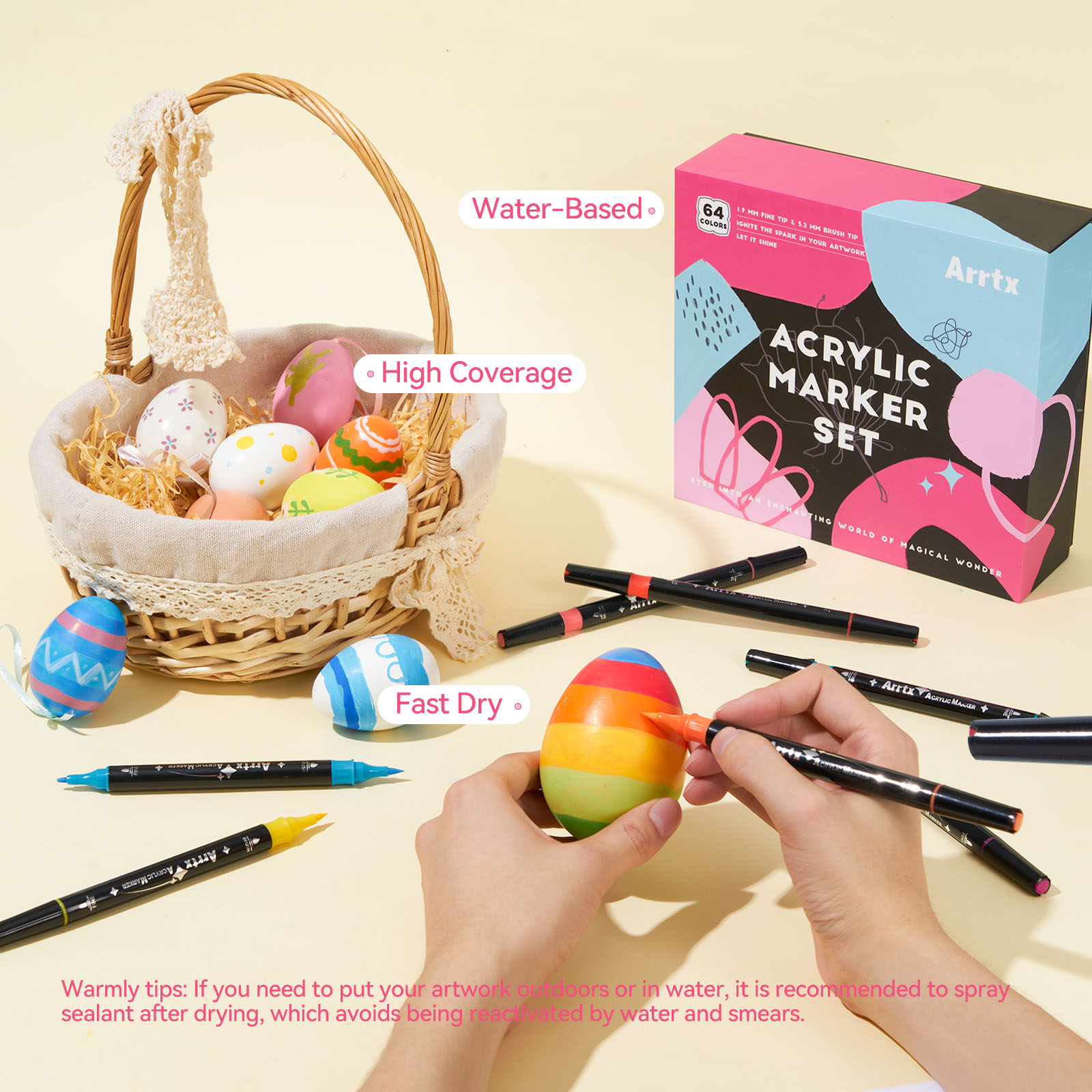 Arrtx 64 色アクリルペイントペン、ブラシとファインデ - Copic Marker Classic のレビューと価格