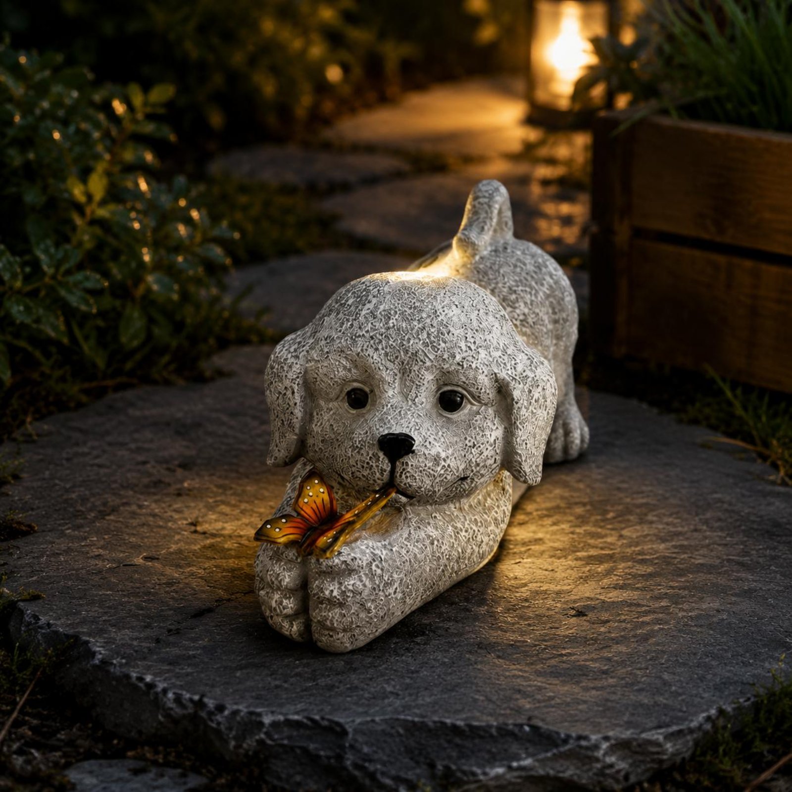 ソーラー犬像樹脂工芸品ソーラー犬ライト屋外装飾省エネ庭用配線 - Resin Crafts のレビューと価格