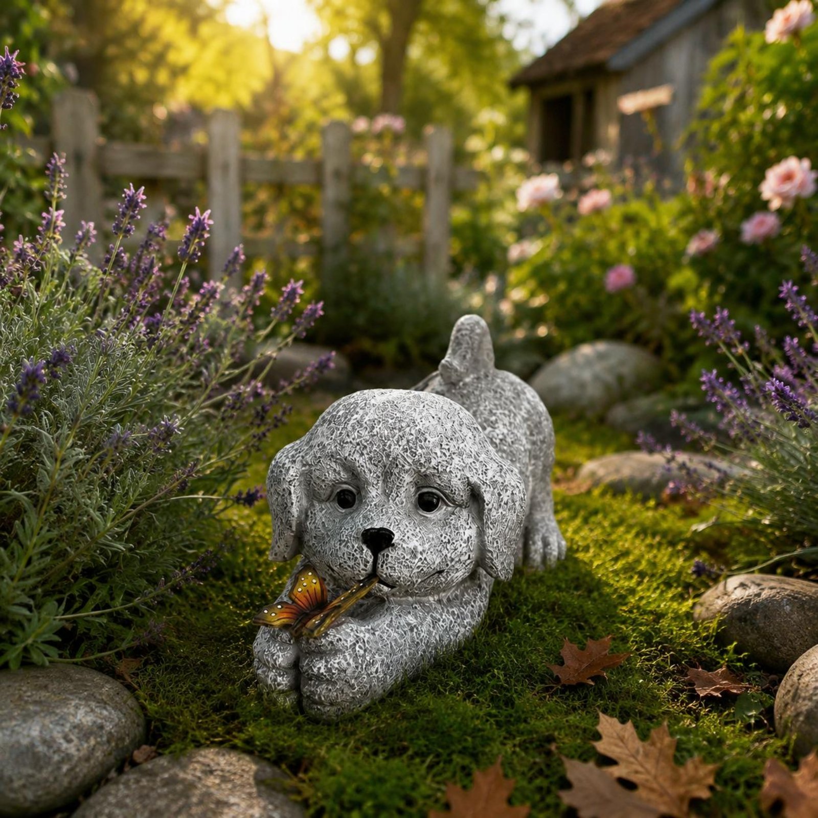 ソーラー犬像樹脂工芸品ソーラー犬ライト屋外装飾省エネ庭用配線 - Resin Crafts のレビューと価格
