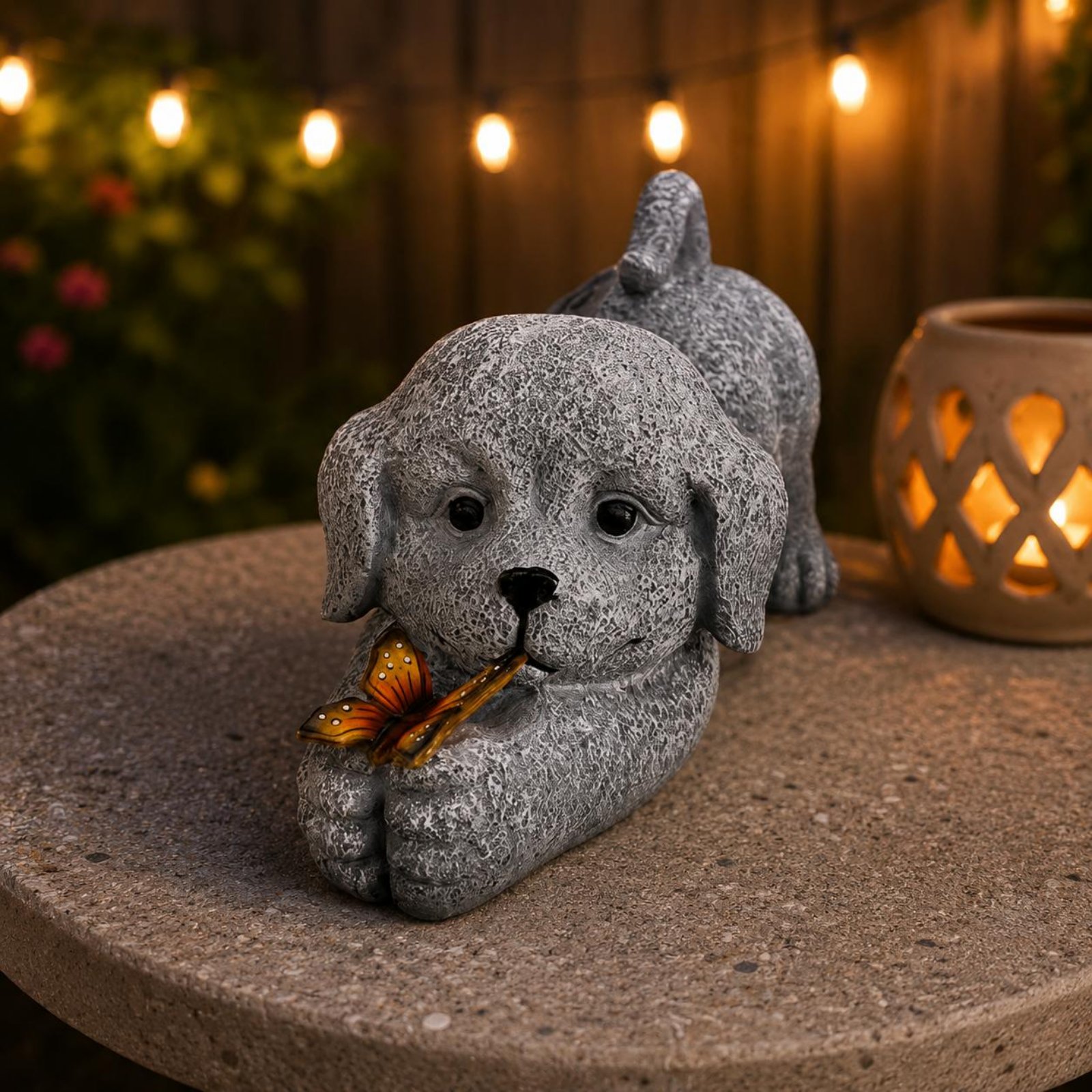 ソーラー犬像樹脂工芸品ソーラー犬ライト屋外装飾省エネ庭用配線 - Resin Crafts のレビューと価格